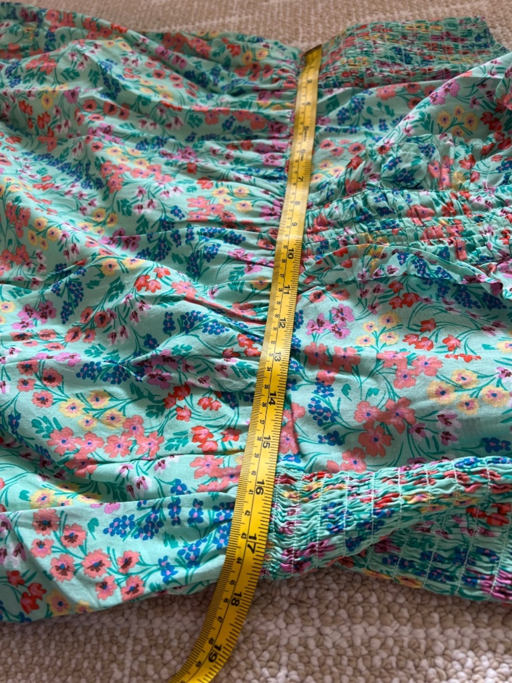 J. Crew Mint Green Floral Ruffle Dress with Pockets Size 14 - Picture 11 of 12
